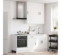 Kitchen Unit 5pc White Engineered Wood LUCCA Modular Storage 40x31x100cm EasyFit