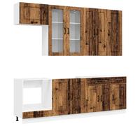 Kitchen Unit 8 pcs Old Wood Engineered Wood Wall & Base Cabinets Set 60x31x100cm