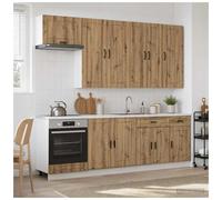 Kitchen unit 8pc Artisan Oak Engineered Wood 60x31x100cm Base Cabinets with feet