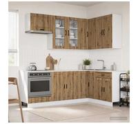 Kitchen unit 8pc artisan oak engineered wood set with adjustable feet 80x31x80cm