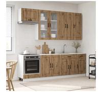 Kitchen unit 8pc Artisan oak engineered wood wall and base cabinets 60x31x100cm