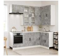 Kitchen unit 8pc Concrete grey engineered wood modular kitchen set. 80x31x100cm