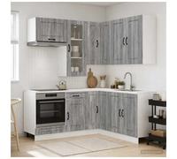 Kitchen Unit 8pc Grey Sonoma Engineered Wood 80x31x80cm Adjustable Feet WallSafe