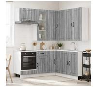 Kitchen unit 8pc Grey Sonoma Engineered Wood Wall & Base Cabinets 80x46x81.5 set