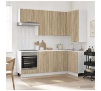 Kitchen unit 8pc Sonoma oak engineered wood set with base & wall plus 80x31x80cm