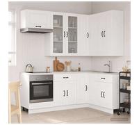 Kitchen unit 8pc White Engineered Wood 80x31x100cm Modular Storage set with feet