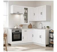 Kitchen Unit 8pc White Engineered Wood Modular Wall & Base Cabinets 80x31cm Set