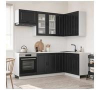 Kitchen unit Black 80x31x80cm Engineered wood 8pc Modern kitchen cabinets setof8