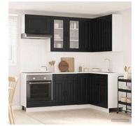 Kitchen unit Black Engineered Wood 8pcs Modular Set Adjustable Feet 80x31x80cm.