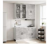 Kitchen unit Concrete grey 4-piece Engineered wood Wall & Base Cabinets 80/60cm