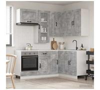 Kitchen unit Concrete grey 8pc Engineered wood 80x31x80cm Modern modular set kit