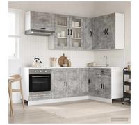 Kitchen unit Concrete grey 8pc engineered wood modular set 80x31x80cm w/feet set