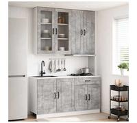 Kitchen Unit Concrete Grey Engineered Wood 60x31x100cm 4pc Set Adjustable Feet