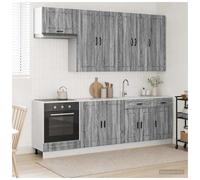 Kitchen unit Grey Sonoma Engineered Wood 8pcs Modular Cabinets Set w/ adjustable