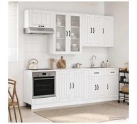 Kitchen Unit High Gloss White 8pcs Engineered Wood 60x31x80cm Modular with glass