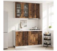Kitchen Unit Old wood 4pc Engineered Wood Set 80x46x81.5cm Wall & Base Cabinets