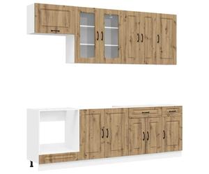 Kitchen unit set 8pcs Artisan oak engineered wood wall+base cabinets 80x31x80cm