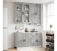 Kitchen unit set Concrete grey engineered wood 80/60x31x100 & 80/60x46x81.5 4pcs