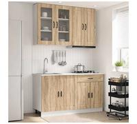 Kitchen Unit Sonoma Oak Engineered Wood Wall & Base Cabinets 4pcs 80/60cm adjft