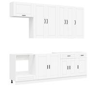 Kitchen Unit White 80x46x81.5cm Engineered Wood 2 Drawers 9 Shelves Space Saving