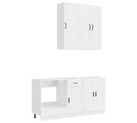 Kitchen Unit 5pc High Gloss White Engineered Wood 100x46x81.5cm adj feet +panel