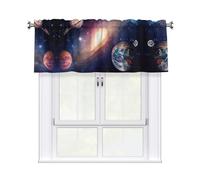 Kitchen Universe Galaxy Outer Space Print Curtain Valance 54x18inch,Filtering Semi Sheer,1 Panel Short Curtains For Bedroom,Bathroom