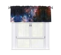 Kitchen Universe Milky Way Galaxy Print Curtain Valance 54x18inch,Filtering Semi Sheer,1 Panel Short Curtains For Bedroom,Bathroom
