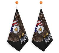Kitchen USA Flag Patriotic Eagle Hand Towels with Hanging Loops, Highly Absorbent & Quick Drying Towels for Kitchen Bathroom, Microfiber Cleaning Cloth, Dish Towel, Tea Towel Decorative, Dish Rag(12x1