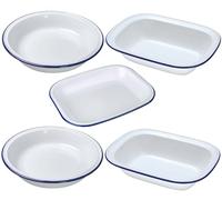Kitchen Utensil Enamel Steak Pudding Baking Oblong & Round Oven Dish (32cm)