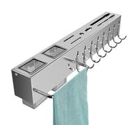Kitchen Utensil Holder - Adhesive Space Saving Rail, Durable Stainless Steel Hanging Bar | Modern Wall Organizer With Hooks System For Kitchen Tools, Bathroom Fundamentals, And Home Living Accessories