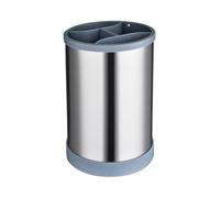 Kitchen Utensil Holder Caddy, Stainless Steel Kitchen Utensil Caddy With Removable Divider, Grey Rotating Tableware Holder Black, Tableware Organizer with 4 Compartments for Countertop Decor (Grey)