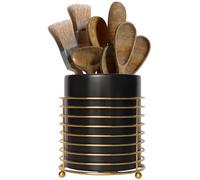 Kitchen Utensil Holder For Countertop,Ceramic Cutlery Holder with Ring Stand,Storage For Kitchen Accessories(Black)