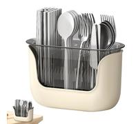 Kitchen Utensil Holder - Silverware Organizer, Flatware Storage | 3-Compartment Storage Clear Cooking Cutlery Holder, Divided Spoon Fork kknife Organizer for Kitchen Counter Top Chopsticks Drain Rack