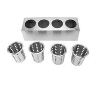 Kitchen Utensil Holder Stainless Steel Multi Functional Non Slip Bottom Organizer for Forks Spoons Chopsticks Cooking Utensils Storage Bucket Stand with 2 3 4 or 5 Storage Buckets (4 Compartments)