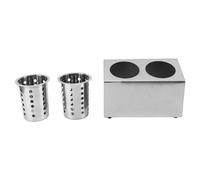 Kitchen Utensil Holder Stainless Steel Multi Functional Non Slip Bottom Organizer for Forks Spoons Chopsticks Cooking Utensils Storage Bucket Stand with 2 3 4 or 5 Storage Buckets (2 Compartment