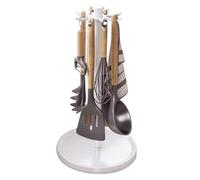 Kitchen Utensil Holder - with 8 Hooks and Spoon Organizer - 360 Degree Rotating Countertop Utensil Holder | for Home Restaurant Office Farmhouse Drawer and Cabinet