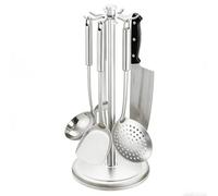 Kitchen Utensil Holder with 8 Hooks for Spatula and Spoon - 360 Degree Rotating Stand for Kitchen Utensils - for Spoons and Home Accessories