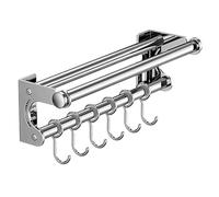 Kitchen Utensil Rack Wall Mount - 30/40/50cm Stainless Steel Rail With Hooks, No Drill Cutter Holder Pot Lid Cutting Board Storage Rack 304 Steel Hanging Organizer For Kitchen