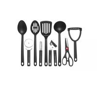 Kitchen Utensil Set, 9 Piece Black Cooking Tools with Suregrip Handles, Includes Serving Spoons, Spatula, Masher, Kitchen Scissors