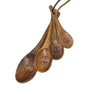 Kitchen Utensil Set - Measuring Spoon Set - Acacia Wood Tools Including Wooden Spoons, Spatula, | Non-slip Handle | Cuisine Naturelle Compl