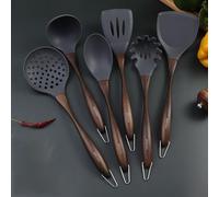 Kitchen Utensil Set Silicone Cooking Utensils 6 Kitchen Gadgets & Spoons for Nonstick Cookware Silicone And Stainless Steel Spatula Set Best Kitchen Tools, Useful Pots And Pans Accessories