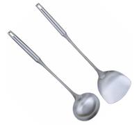 Kitchen Utensil Set Spoon Ladle and Spatula Stainless Steel for Cooking | Ergonomic Grip, Hanging Hole, Silver Finish, Suitable for Pots and Non-stick Pans, Soup Serving, Household Kitchens