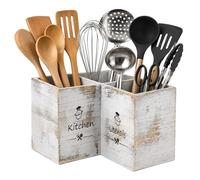 Kitchen Utensils Holder, Corner Utensil Caddy for countertop,Kitchen Cooking Utensil Organizer with 3 Compartment and Drainage Bottom, Farmhouse Utensil Organiser for Forks Spoons Cutters
