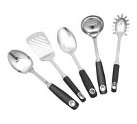 Kitchen Utensils Set,5 Pack Stainless Steel Cooking Spoon Set Extended Thickened Slotted Spoon with Hanging Hole for Daily Cooking Mixing Serving Frying Stirring
