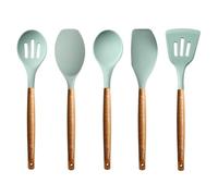 Kitchen Utensils Set, Silicone Cooking Utensils Set,Non-Stick Silicone Spatula Set with Natural Acacia Hard Wood Handle, 5 Piece, Upgraded Thickened Cookware