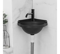 Kitchen Utility Sink,Black Wall Mount Corner Sink,Single Bowl Stainless Steel Sink,Triangular Sink,Small Kitchen Sink,with Drainer Unit and Tap,for Garage,Restaurant,Kitchen,Laundr