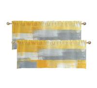 Kitchen Valances for Windows 2 pack, Yellow Non Porous Decorative Partition Valence Curtains for Windows, Striped Blending Design Style Valances for Living Room