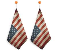 Kitchen Vintage American USA Flag Hand Towels with Hanging Loops, Highly Absorbent & Quick Drying Towels for Kitchen Bathroom, Microfiber Cleaning Cloth, Dish Towel, Tea Towel Decorative, Dish Rag(12x