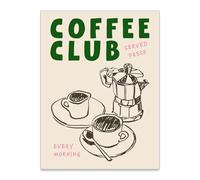 Kitchen Wall Art Coffee Club Canvas Print Vintage Coffee Artwork Posters for Home Dining Room Living Room Office Apartment Decor 12x16in Unframed