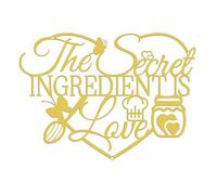 Kitchen Wall Art Decor, The Secret Ingredient Is Love Metal Wall Art Sign | Gold Kitchen Signs Wall Decor, Farmhouse Dining Room Decorations, Housewarming Gift for Mom, Wife, Couples
